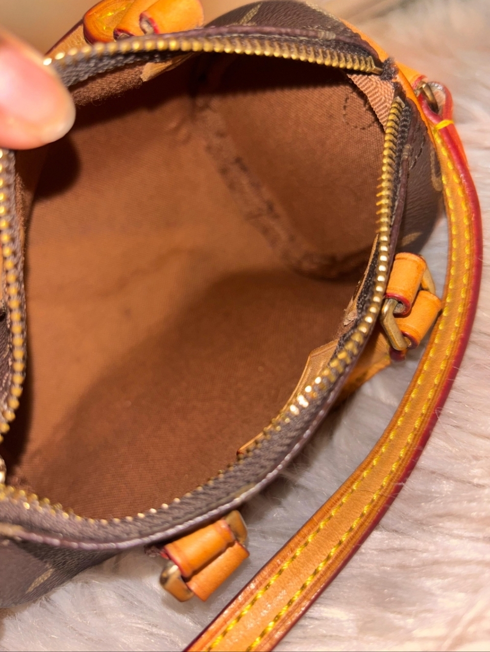 Louis Vuitton Brown Monogram Mini Nano Speedy Satchel with Gold Chain - Picture 7 of 8